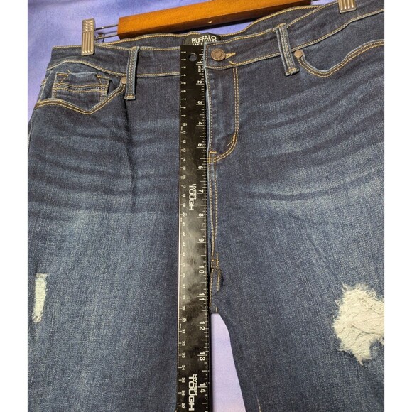 Buffalo Distressed Mid Rise Skinny Jeans Size 12 Raw Hem Y2K Grunge Stretch - Picture 6 of 7